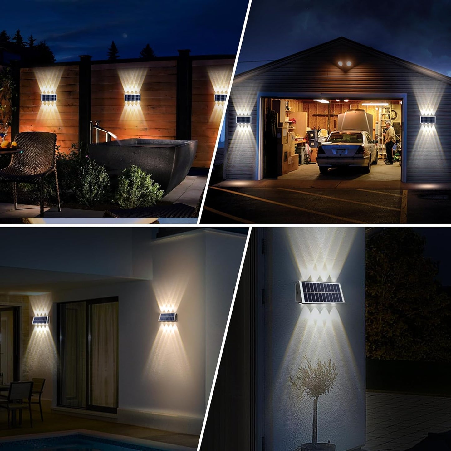 Lampara Solar Led Exterior Pared 6 Luces